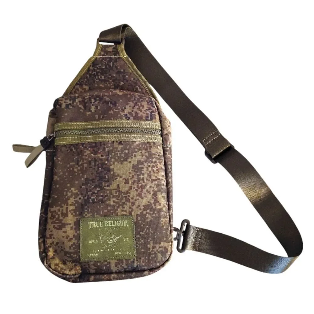 True Religion Yeta Green Camo Skater Crossbody Sling Bag NWOT‎